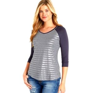 Maurices V-neck 3/4 Sleeve Baseball Tee